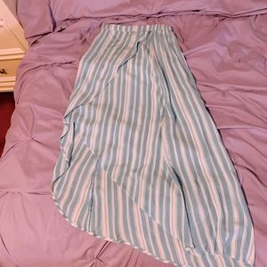 Blue and White Long Striped Skirt 🦋
